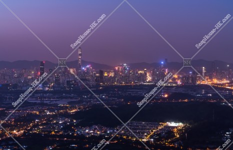 Night view of rural area at Yuen Long and Shenzhen, No.1