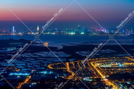 Night view of rural area at Yuen Long and Shenzhen, No.3