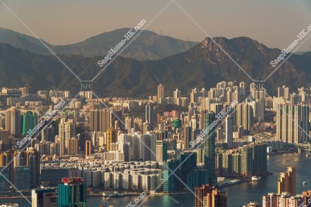 Skyline view of Kowloon area in the evening, No.1