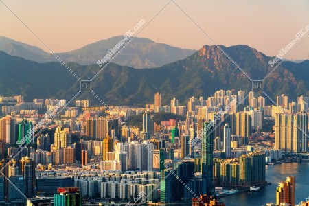 Skyline view of Kowloon area in the evening, No.3