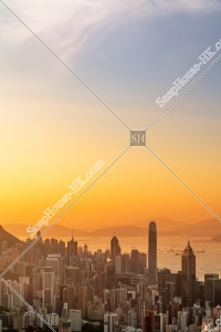 Skyline view from Central to Wan Chai, Hong Kong Island in the evening, No.4
