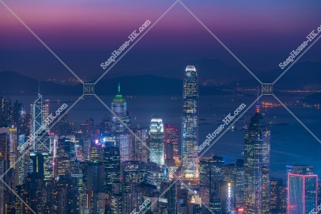 Skyline view from Central to Wan Chai, Hong Kong Island at dusk, No.2
