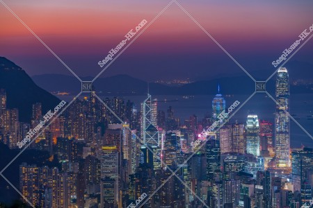 Skyline view of Central in Hong Kong Island at dusk, No.2