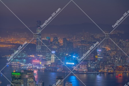 Skyline view of Kowloon Peninsula at night