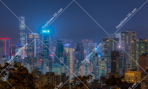 Night view of the high-rise buildings at Wan Chai to Causeway Bay