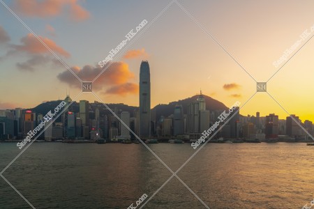 View of High-rise buildings at Central at sunset time, No.2