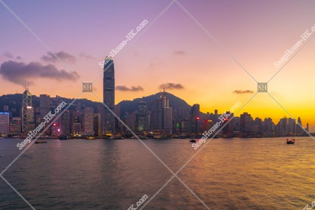 View of High-rise buildings at Central at sunset time, No.7