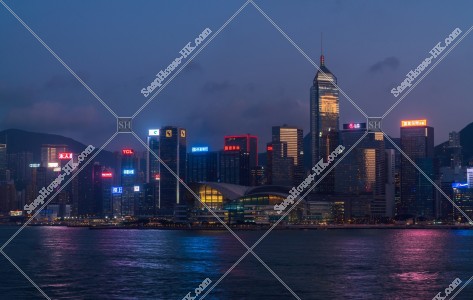 View of high-rise buildings at Wan Chai at sunset time, No.2
