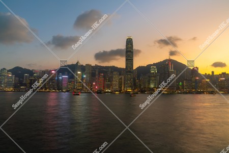 View of High-rise buildings at Central at sunset time, No.8