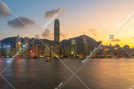 View of High-rise buildings at Central at sunset time, No.9