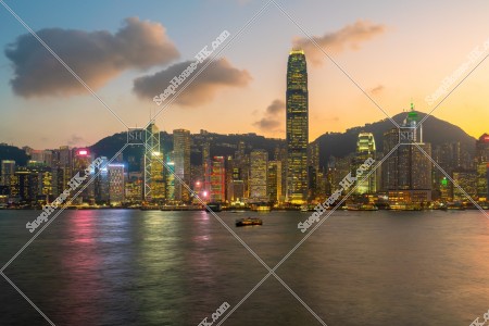 View of High-rise buildings at Central at sunset time, No.10