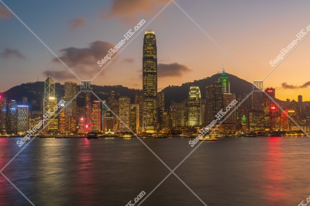 View of High-rise buildings at Central at sunset time, No.11