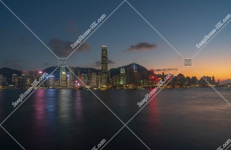 View of High-rise buildings at Hong Kong Island after sunset, No.3