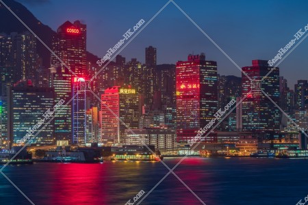 View of High-rise buildings at Sheung Wan after sunset, No.2