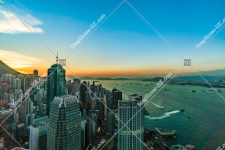 View of skyscrapers at Central to Sheung Wan in sunset time, No.6