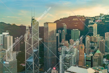 View of skyscrapers at Central in sunset time, No.8