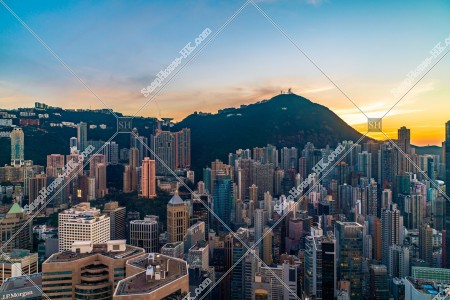 View of skyscrapers at Central in sunset time, No.13