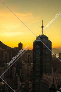 View of skyscrapers at Central to Sheung Wan in sunset time, No.8