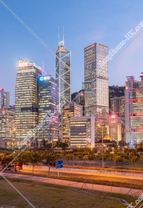 View of High-rise buildings at Central after sunset, No.4