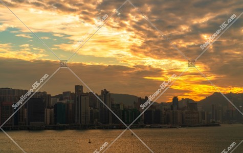 Cirrocumulus cloud and Cityscape of Hong Kong in sunset time, No.5