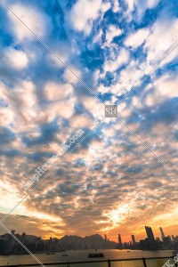 Cirrocumulus cloud and Cityscape of Hong Kong in sunset time, No.7