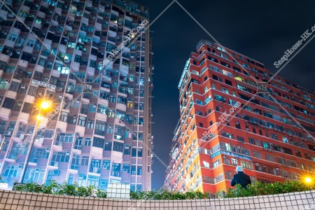 Builddings with a man