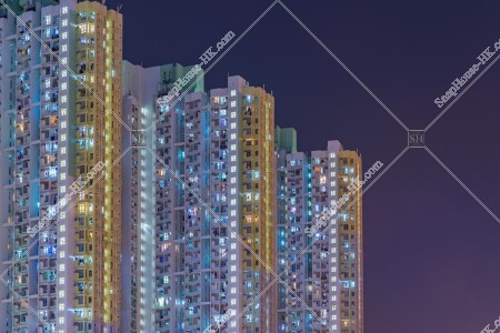 Public Housing "Kai Ching Estate" at Kai Tak at night, No.3