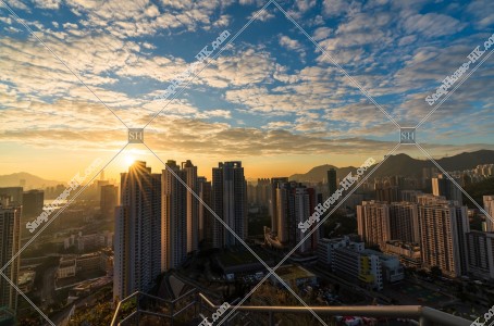 Townscape of Kowloon Bay to Ngau Tau Kok in sunset time, No.3