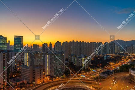 Townscape of Kowloon Bay in sunset time, No.3