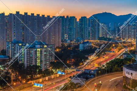 Townscape of Kowloon Bay in sunset time, No.5