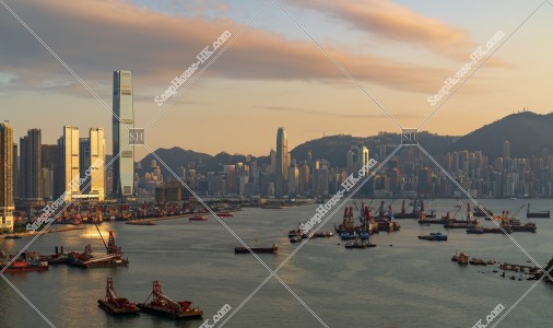 Cityscape of Hong Kong in sunset time, No.8