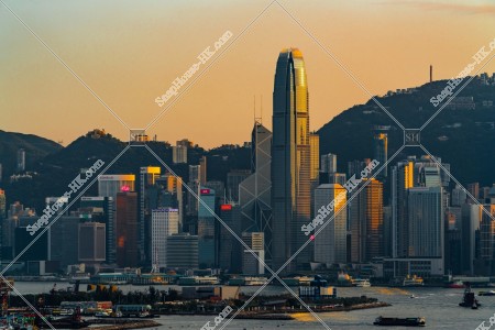 View of skyscrapers at Central in sunset time, No.20