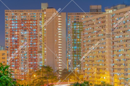Public Housing "Choi Hung Estate" and "Ping Shek Estate" at Choi Hung at night, No.1
