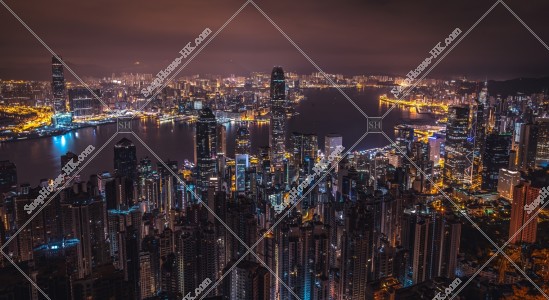 Midnight cityscape of Hong Kong from The Peak, No.4