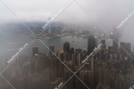 View of Hong Kong with cloudy sky from The Peak, No.5