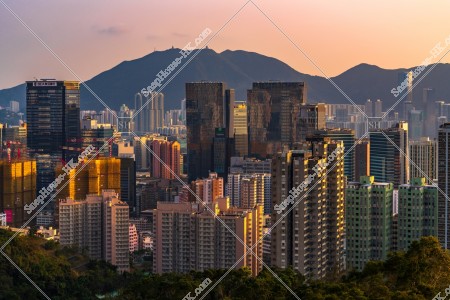 Townscape of Kowloon East at sunset time, No.2