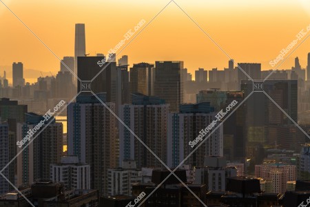 Cityscape of Kowloon at sunset time, No.4