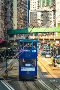Street view of North Point with Hong Kong Tramway , No.3