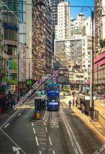 Street view of North Point with Hong Kong Tramway , No.4
