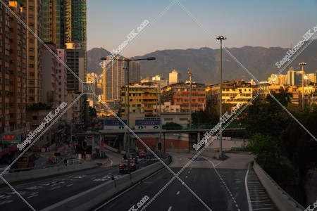 View of old town at To Kwa Wan at sunset time, No.1