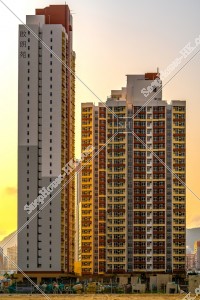 Home ownership scheme courts "Kai Long Court" at sunset time, No.1