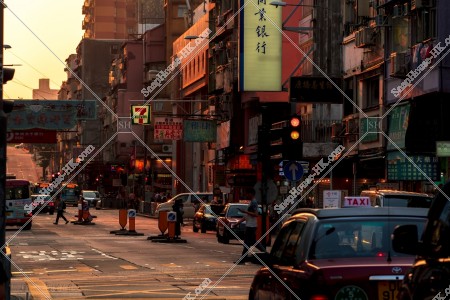 Street view of Kowloon City at sunset time, No.10