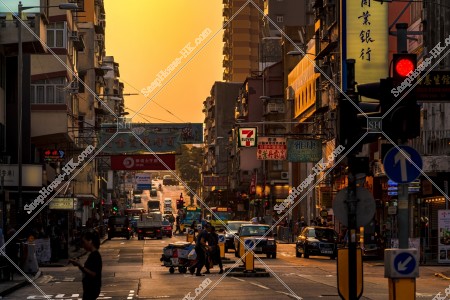 Street view of Kowloon City at sunset time, No.12