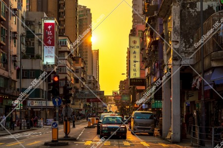 Street view of Kowloon City with sunset, No.2