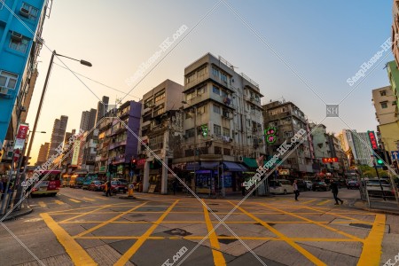 Street view of Kowloon City at sunset time, No.18