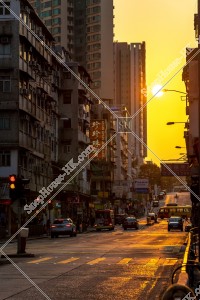 Street view of Kowloon City with sunset, No.5