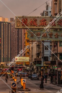 Street view of Kowloon City with signboards at sunset time, No.6