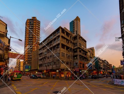 Street view of Kowloon City at sunset time, No.26