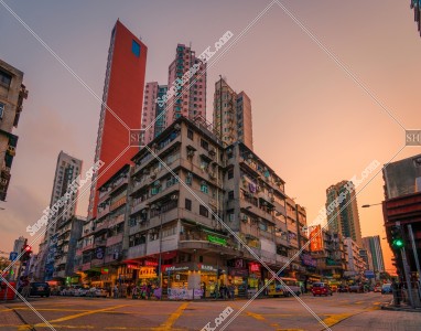 Street view of Kowloon City at sunset time, No.28
