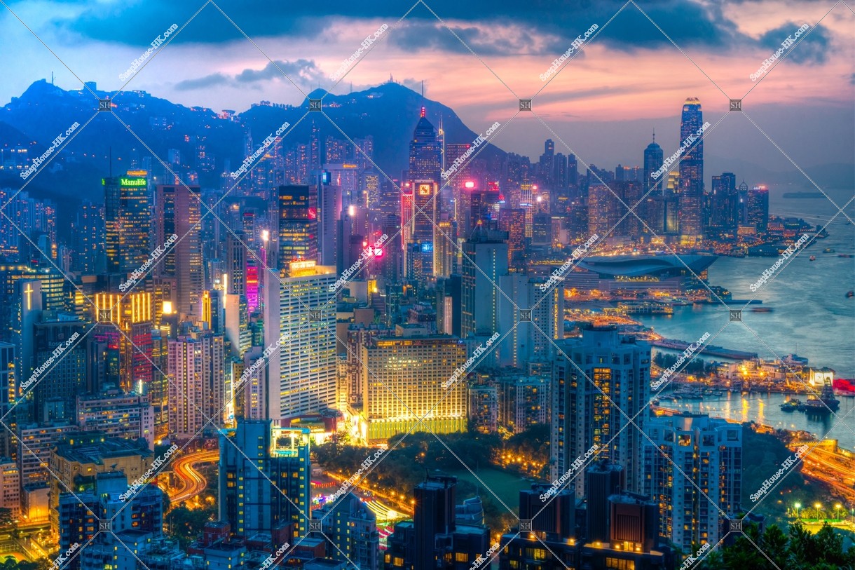 銅鑼灣至中環的高層大廈群之夜景 其之一